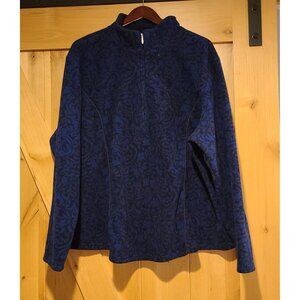 Coldwater Creek Fleece Jacket Blue Black Floral 1/4 Zip Women Plus Sz 3x